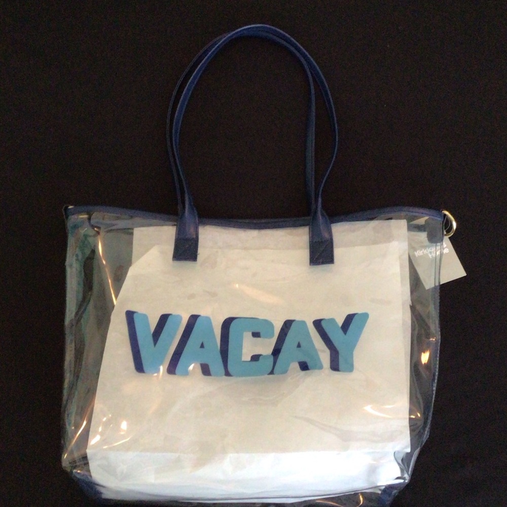 Clear VACAY Tote Bag with Blue Accents